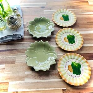 JAY IMPORTS + HOME | 5 | 8” Bell Pepper Stripes Dots Multicolor Flower Plate Set